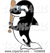 Vector Illustration of a Cartoon Killer Whale Orca Mascot Holding a Baseball Bat by Mascot Junction