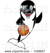 Vector Illustration of a Cartoon Killer Whale Orca Mascot Playing Basketball by Mascot Junction