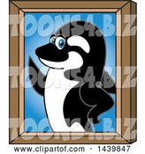 Vector Illustration of a Cartoon Killer Whale Orca Mascot Portrait by Mascot Junction