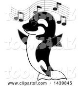 Vector Illustration of a Cartoon Killer Whale Orca Mascot Singing by Mascot Junction