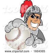 Vector Illustration of a Cartoon Knight Mascot Grabbing a Baseball by Mascot Junction