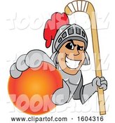 Vector Illustration of a Cartoon Knight Mascot Holding a Hockey Ball and Stick by Mascot Junction