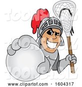 Vector Illustration of a Cartoon Knight Mascot Holding a Lacrosse Ball and Stick by Mascot Junction