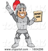 Vector Illustration of a Cartoon Knight Mascot Holding a Report Card by Mascot Junction