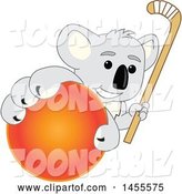 Vector Illustration of a Cartoon Koala Bear Mascot Holding a Hockey Stick and Grabbing a Field Ball by Mascot Junction