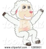 Vector Illustration of a Cartoon Lamb Mascot Jumping by Mascot Junction