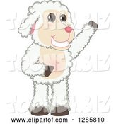 Vector Illustration of a Cartoon Lamb Mascot Waving or Presenting by Mascot Junction