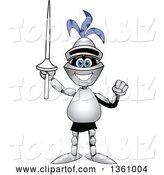 Vector Illustration of a Cartoon Lancer Mascot Cheering with a Lance by Mascot Junction