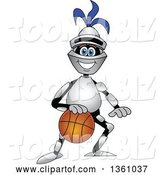 Vector Illustration of a Cartoon Lancer Mascot Dribbling a Basketball by Mascot Junction