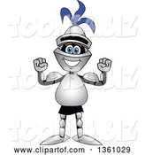 Vector Illustration of a Cartoon Lancer Mascot Flexing His Muscles by Mascot Junction