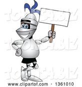 Vector Illustration of a Cartoon Lancer Mascot Holding a Blank Sign by Mascot Junction