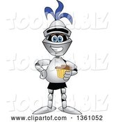 Vector Illustration of a Cartoon Lancer Mascot Holding a Cupake by Mascot Junction