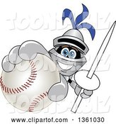 Vector Illustration of a Cartoon Lancer Mascot Holding up a Lance and Baseball by Mascot Junction