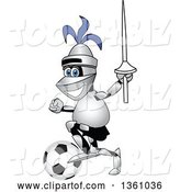 Vector Illustration of a Cartoon Lancer Mascot Kicking a Soccer Ball by Mascot Junction