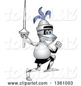 Vector Illustration of a Cartoon Lancer Mascot Running with a Lance by Mascot Junction