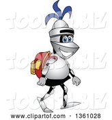 Vector Illustration of a Cartoon Lancer Mascot Student Walking with a Backpack by Mascot Junction