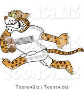 Vector Illustration of a Cartoon Leopard Mascot Playing Football by Mascot Junction