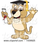 Vector Illustration of a Cartoon Lion Cub School Mascot Graduate by Mascot Junction