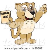 Vector Illustration of a Cartoon Lion Cub School Mascot Holding a Report Card by Mascot Junction