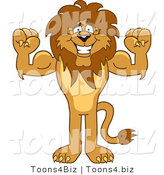 Vector Illustration of a Cartoon Lion Mascot Flexing by Mascot Junction