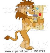 Vector Illustration of a Cartoon Lion Mascot Holding a Map, Symbolizing Being Proactive by Mascot Junction