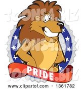 Vector Illustration of a Cartoon Lion Mascot on a Pride Badge by Mascot Junction