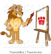 Vector Illustration of a Cartoon Lion Mascot Painting by Mascot Junction