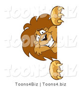 Vector Illustration of a Cartoon Lion Mascot Peeking by Mascot Junction