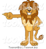 Vector Illustration of a Cartoon Lion Mascot Pointing Left by Mascot Junction