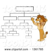 Vector Illustration of a Cartoon Lion Mascot Setting up a Chart, Symbolizing Organization by Mascot Junction