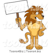 Vector Illustration of a Cartoon Lion Mascot with a Blank Sign by Mascot Junction