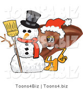 Vector Illustration of a Cartoon Liver Mascot by a Snowman by Mascot Junction