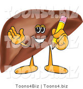Vector Illustration of a Cartoon Liver Mascot Holding a Pencil by Mascot Junction