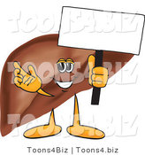 Vector Illustration of a Cartoon Liver Mascot Holding a Small Blank Sign by Mascot Junction