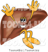 Vector Illustration of a Cartoon Liver Mascot Jumping by Mascot Junction