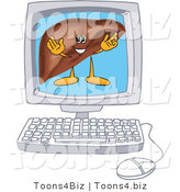 Vector Illustration of a Cartoon Liver Mascot on a Computer Screen by Mascot Junction