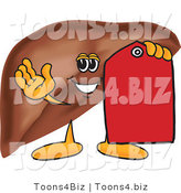 Vector Illustration of a Cartoon Liver Mascot with a Red Price Tag by Mascot Junction