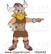Vector Illustration of a Cartoon Male Viking School Mascot Pointing by Mascot Junction