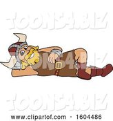 Vector Illustration of a Cartoon Male Viking School Mascot Relaxing by Mascot Junction