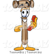 Vector Illustration of a Cartoon Mallet Mascot Holding a Telephone by Mascot Junction