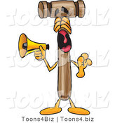 Vector Illustration of a Cartoon Mallet Mascot Screaming into a Megaphone by Mascot Junction