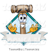 Vector Illustration of a Cartoon Mallet Mascot with a Blank Label by Mascot Junction