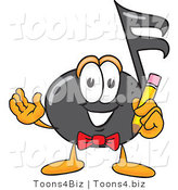 Vector Illustration of a Cartoon Music Note Mascot Holding a Pencil by Mascot Junction