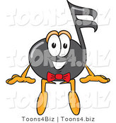 Vector Illustration of a Cartoon Music Note Mascot Sitting by Mascot Junction