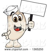 Vector Illustration of a Cartoon Navy Bean Mascot Holding a Blank Sign by Mascot Junction