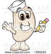 Vector Illustration of a Cartoon Navy Bean Mascot Holding a Pencil by Mascot Junction