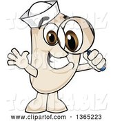 Vector Illustration of a Cartoon Navy Bean Mascot Looking Through a Magnifying Glass by Mascot Junction