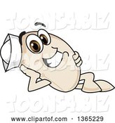 Vector Illustration of a Cartoon Navy Bean Mascot Resting on His Side by Mascot Junction