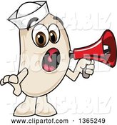 Vector Illustration of a Cartoon Navy Bean Mascot Screaming into a Megaphone by Mascot Junction