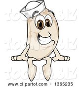 Vector Illustration of a Cartoon Navy Bean Mascot Sitting by Mascot Junction